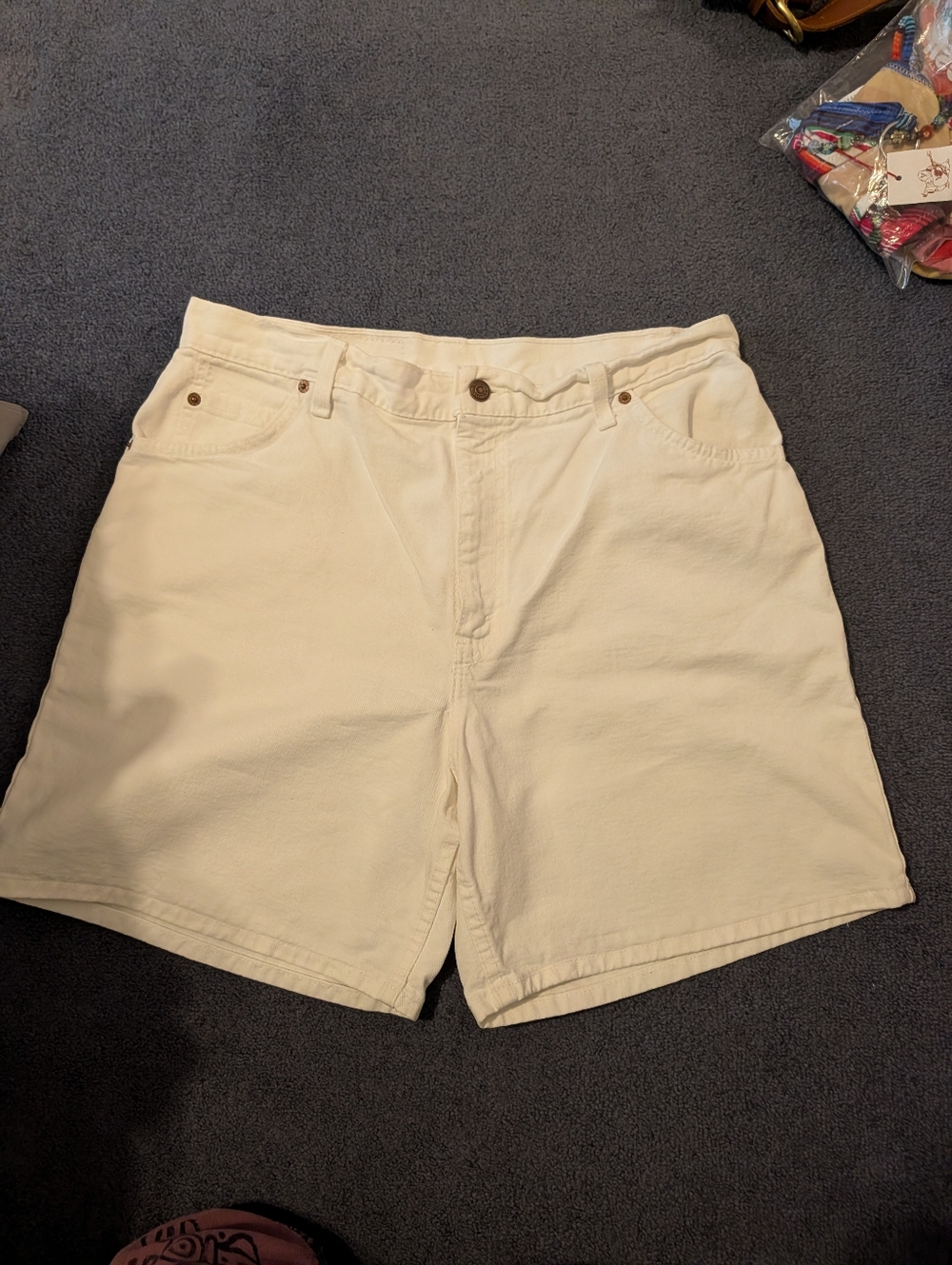 Vintage 90s Levis 951 Shorts Orange Tab White Denim Women's Relaxed Fit Summer